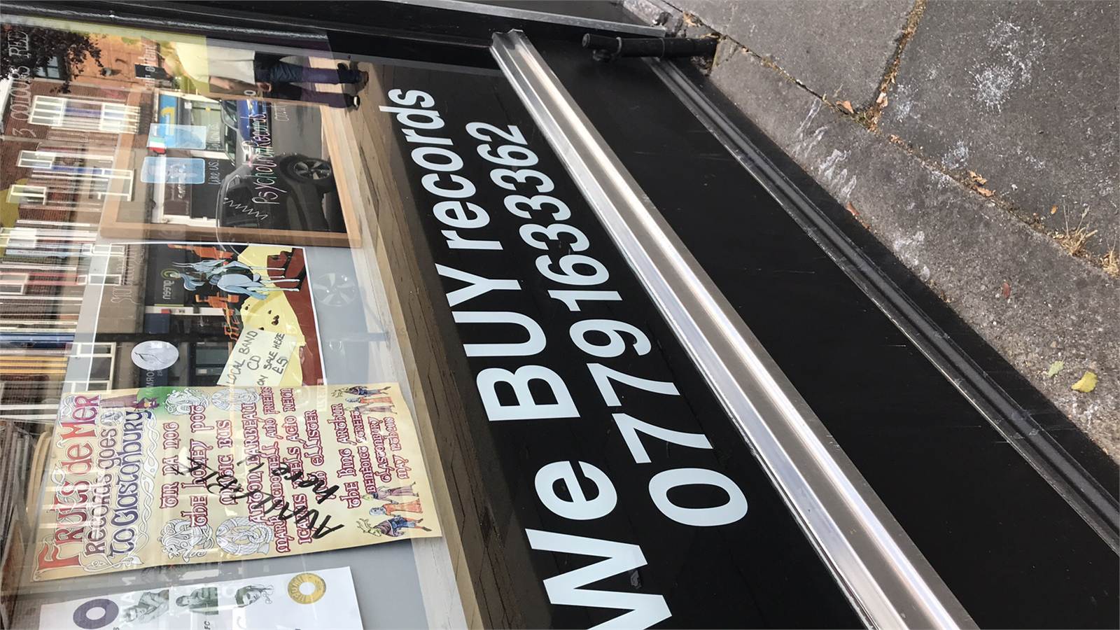 Boxes of vinyl records brought in to sell at Psychotron Records