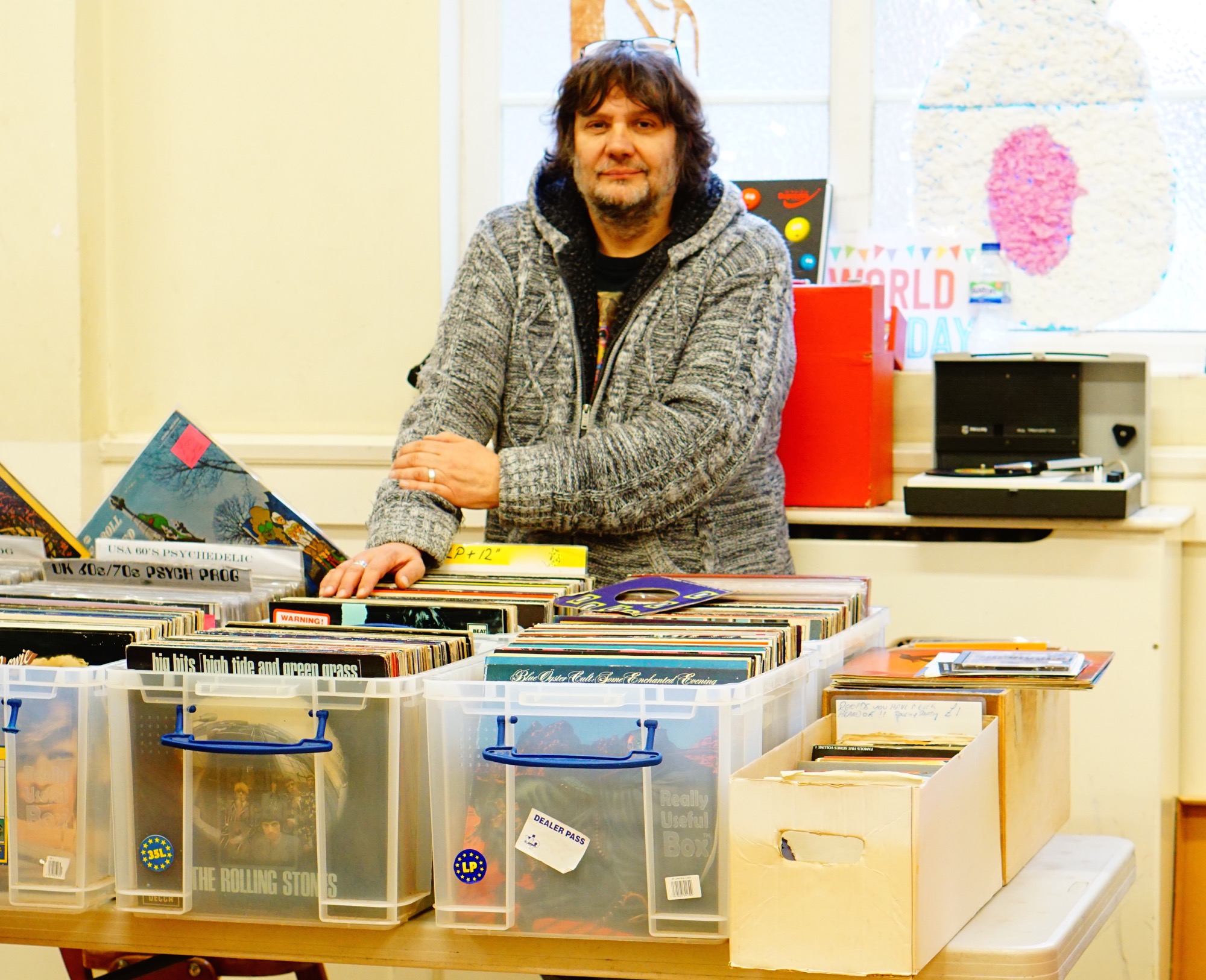 Pete ready to buy and sell records at the record fair