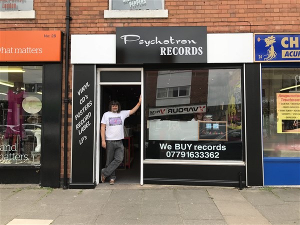A proud Pete standing in the doorway of your friendly local record shop in Boldmere.